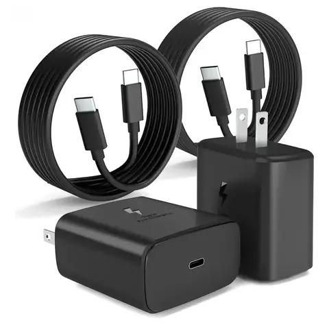 Kit Cargadores Rápidos USB-C con Cables - 2 Adaptadores Negro