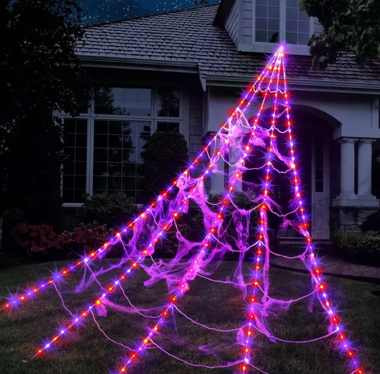 Decoración Árbol Halloween Luminoso con Luces LED y Telaraña