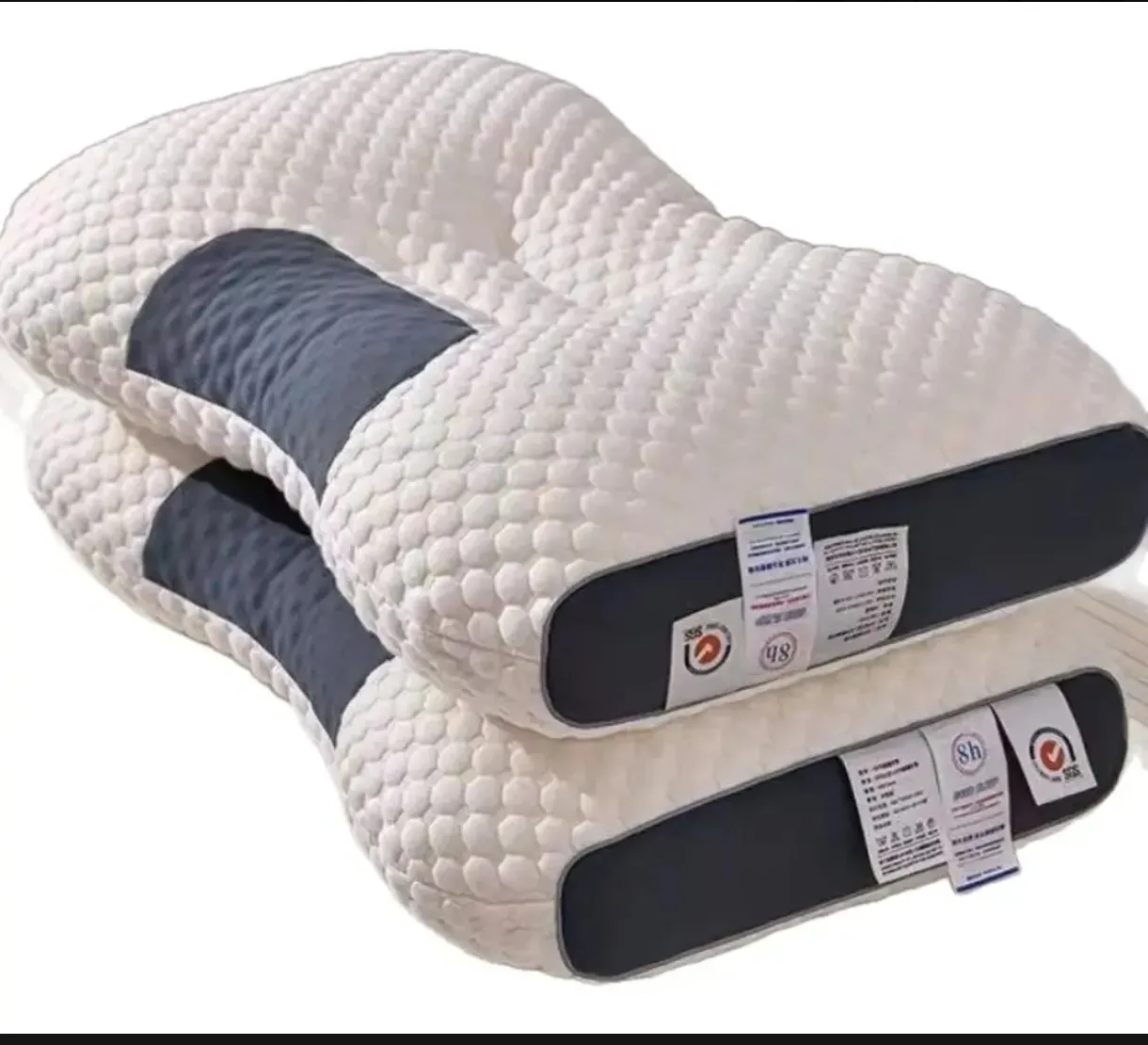 Almohada Ortopédica de Espuma Memory Foam Blanco y Gris