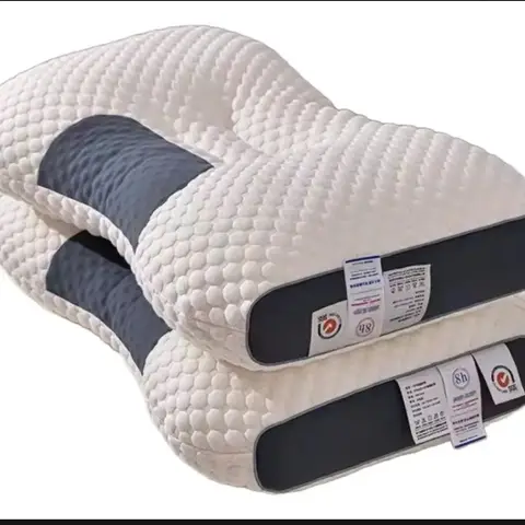 Almohada Ortopédica de Espuma Memory Foam Blanco y Gris