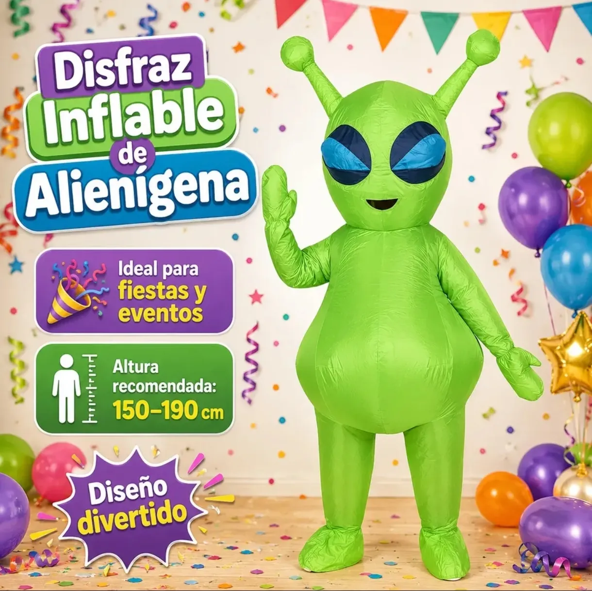 Disfraz Inflable de Alienígena Verde para Fiestas y Eventos
