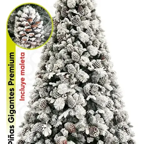 Árbol de Navidad Premium con Efecto Nieve y Piñas Naturales