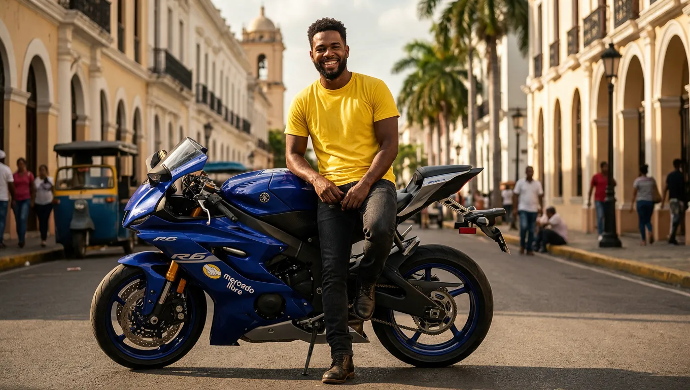 Motocicleta Yamaha R6 deportiva color azul