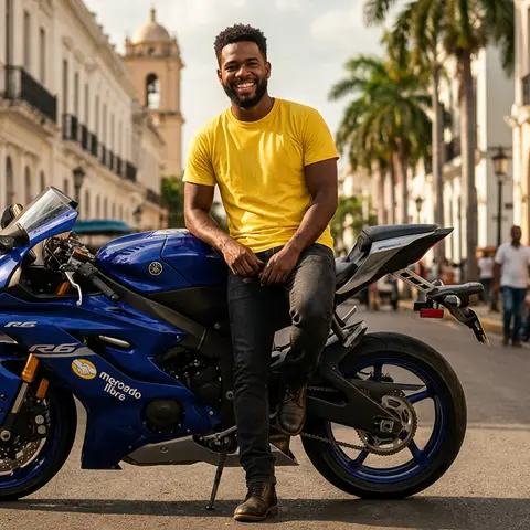 Motocicleta Yamaha R6 deportiva color azul