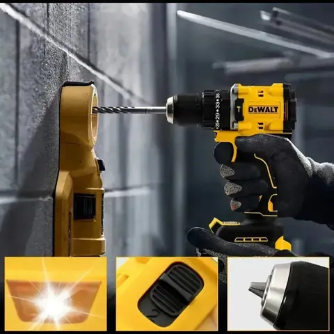 Taladro Percutor Inalámbrico DeWalt con Batería y Extractor Polvo