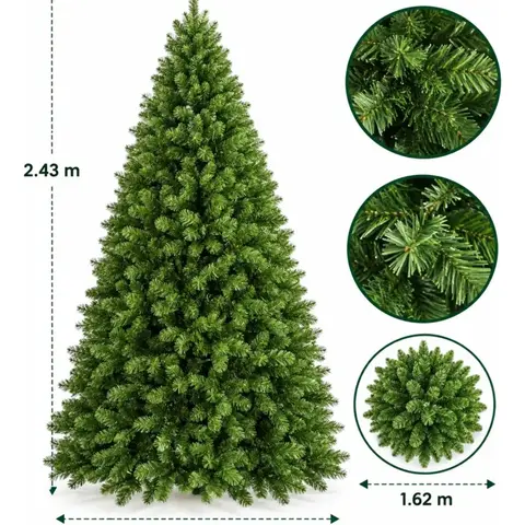 Árbol de Navidad Artificial 2.43m Verde con Ramas Densas