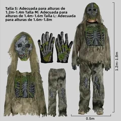 Disfraz de Esqueleto Zombie con Musgo - Talla S/M/L Completo