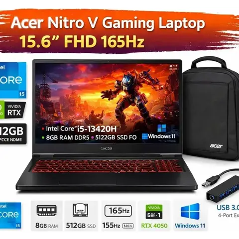 Laptop Acer Nitro V Gaming i5-13420H RTX 4050 8GB RAM 512GB SSD