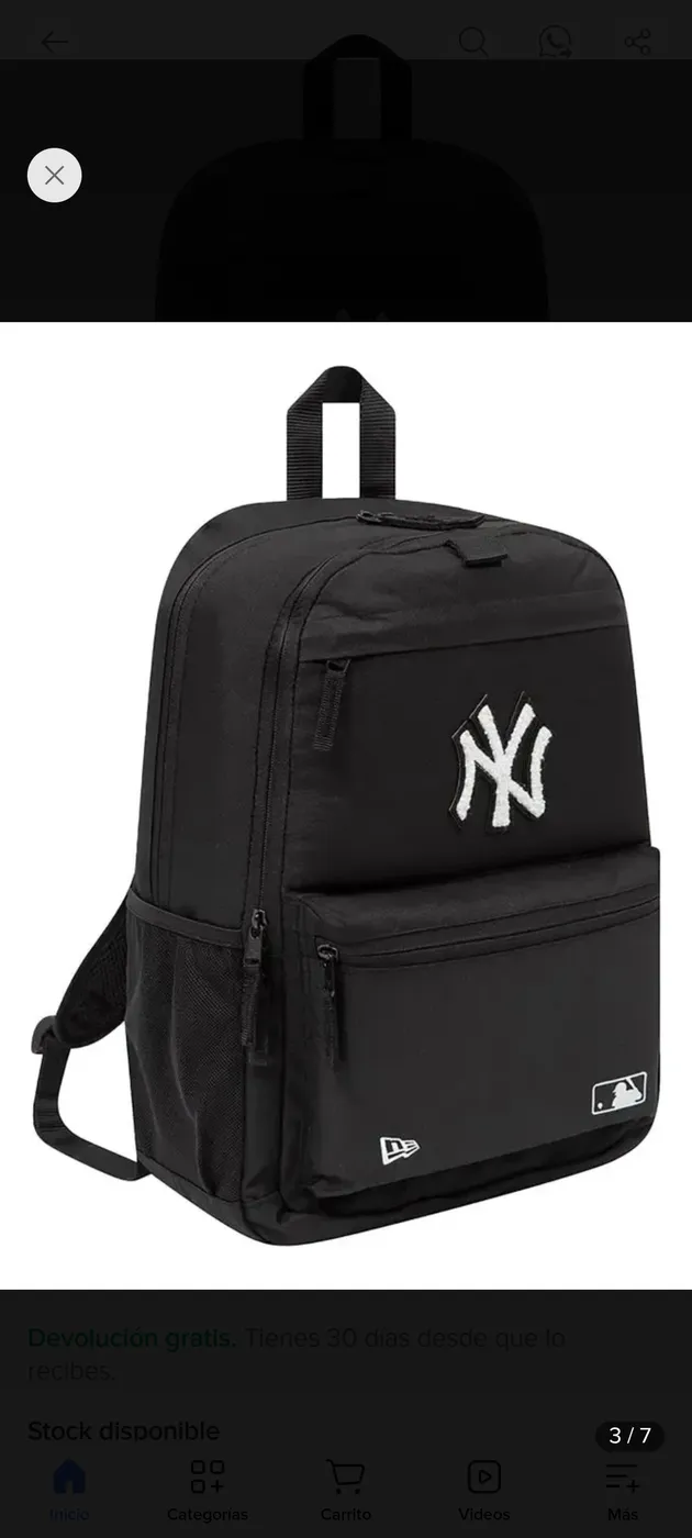 Mochila New Era NY Yankees negra con logo bordado