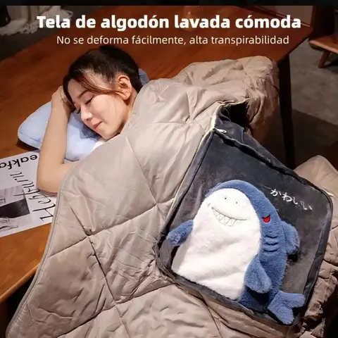 Edredón de algodón lavado con diseño de tiburón kawaii